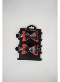 Черно-красные кожаные наручники с бантиками - Crazy Handmade - купить с доставкой в Благовещенске