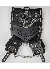 Черный ажурный кожаный набор фиксаций - Crazy Handmade - купить с доставкой в Благовещенске