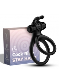 Черное эрекционное виброкольцо с подхватом мошонки Stay Hard - Boys of Toys - в Благовещенске купить с доставкой