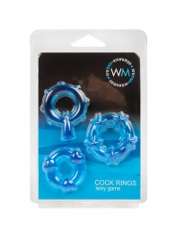 Набор из 3 синих эрекционных колец с различным рельефом - Erowoman-Eroman - в Благовещенске купить с доставкой