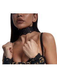 Черный ажурный чокер с золотистой фурнитурой - Crazy Handmade - купить с доставкой в Благовещенске