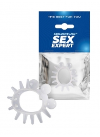 Эластичное эрекционное кольцо с шариками и лучами - Sex Expert - в Благовещенске купить с доставкой