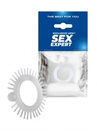 Эластичное эрекционное кольцо с шипиками и шариком - Sex Expert - в Благовещенске купить с доставкой