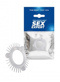 Эластичное эрекционное кольцо с 3 шариками и шипами - Sex Expert - в Благовещенске купить с доставкой