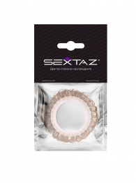 Эрекционное кольцо с бежевыми «ресничками» - Sextaz - в Благовещенске купить с доставкой