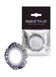 Эластичное эрекционное колечко с черными «ресничками» - Sextaz - в Благовещенске купить с доставкой