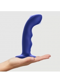 Синяя насадка-стимулятор Strap-On-Me Tapping Dildo Wave - Strap-on-me - купить с доставкой в Благовещенске