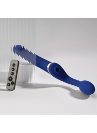 Синий безремневой страпон Multi Orgasm Bendable Strap-On size L с клиторальной стимуляцией - Strap-on-me - купить с доставкой в Благовещенске