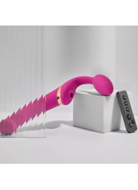 Ярко-розовый безремневой страпон Multi Orgasm Bendable Strap-On size L с клиторальной стимуляцией - Strap-on-me - купить с доставкой в Благовещенске