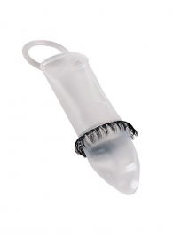 Закрытая насадка на пенис с подхватом мошонки и стимулирующими «ресничками» - Sextaz - в Благовещенске купить с доставкой