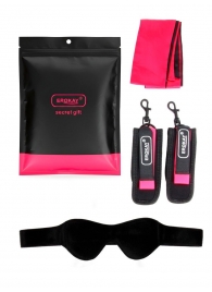 Черно-розовый эротический набор: маска, наручники и повязка - Erokay - купить с доставкой в Благовещенске