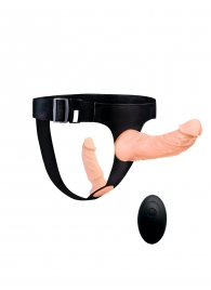 Женский страпон с 2 насадками, вибрацией и пультом ДУ - Erowoman-Eroman - купить с доставкой в Благовещенске