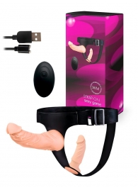 Женский страпон с 2 насадками, вибрацией и пультом ДУ - Erowoman-Eroman - купить с доставкой в Благовещенске