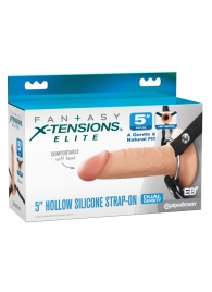Телесный пустотелый фаллопротез 5’’ Hollow Silicone Strap-On - 14 см. - Pipedream - купить с доставкой в Благовещенске
