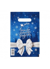 Сине-белый подарочный новогодний пакет с вырубной ручкой (20х30 см) - Сима-Ленд - купить с доставкой в Благовещенске