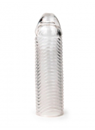 Прозрачная закрытая насадка на пенис с ребрышками - 16 см. - Sex Expert - в Благовещенске купить с доставкой