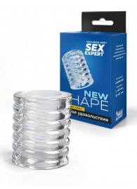 Прозрачная сквозная насадка на пенис с ребрышками - Sex Expert - в Благовещенске купить с доставкой