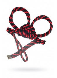 Черно-красные наручники-оковы ’’Узел-омега’’ из хлопковой веревки - Pecado - купить с доставкой в Благовещенске