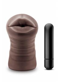 Коричневый мастурбатор-ротик Krystal Vibrating Masturbator - Blush Novelties - в Благовещенске купить с доставкой