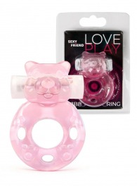 Розовое эрекционное виброкольцо в форме мишки - 1137 - в Благовещенске купить с доставкой