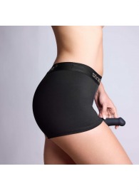 Черные трусики-боксеры для фиксации насадок Strap-on-me Harness Lingerie Allure - size M - Strap-on-me - купить с доставкой в Благовещенске