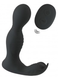 Черная анальная пробка с вибрацией, вращением и пультом ДУ RC Butt Plug with 2 Functions - Orion - в Благовещенске купить с доставкой