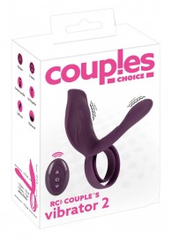 Фиолетовая насадка на член с клиторальным отростком и пультом ДУ RC Couple’s Vibrator 2 - Orion - в Благовещенске купить с доставкой
