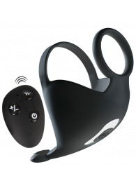 Черная вибронасадка для эрекции и стимуляции мошонки Cock ring with RC ball massager - Orion - в Благовещенске купить с доставкой