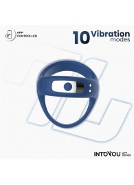 Синее интерактивное эрекционное виброкольцо Rank - Intoyou - в Благовещенске купить с доставкой