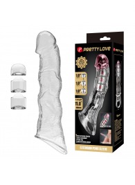 Прозрачный фаллоудлинитель с 3 вставками - 28 см. - Baile - в Благовещенске купить с доставкой