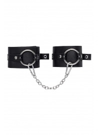 Черные оковы из толстой кожи с люверсами - Pecado - купить с доставкой в Благовещенске