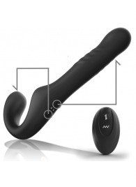 Черный безремневой страпон с вибрацией и возвратно-поступательными движениями - 24 см. - Ibiza - купить с доставкой в Благовещенске