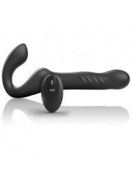 Черный безремневой страпон с вибрацией и возвратно-поступательными движениями - 24 см. - Ibiza - купить с доставкой в Благовещенске
