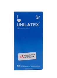 Классические презервативы Unilatex Natural Plain - 12 шт. + 3 шт. в подарок - Unilatex - купить с доставкой в Благовещенске