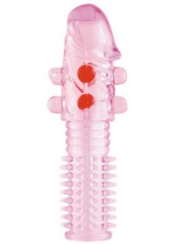 Гелевая розовая насадка с шариками и шипами - 14 см. - ToyFa - в Благовещенске купить с доставкой