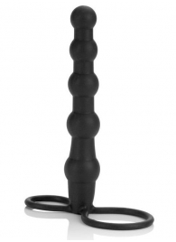 Насадка на пенис для двойного проникновения Silicone Beaded Double Rider - 14 см. - California Exotic Novelties - в Благовещенске купить с доставкой