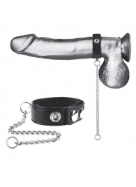 Утяжка на пенис с поводком Snap Cock Ring With 12  Leash - BlueLine - купить с доставкой в Благовещенске