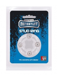 Эрекционное кольцо с 4 бусинами MENZSTUFF STUD RING CLEAR - Dream Toys - в Благовещенске купить с доставкой