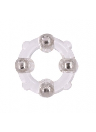 Эрекционное кольцо с 4 бусинами MENZSTUFF STUD RING CLEAR - Dream Toys - в Благовещенске купить с доставкой