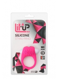 Розовое эрекционное кольцо с щеточкой LIT-UP SILICONE STIMU RING 5 - Dream Toys - в Благовещенске купить с доставкой
