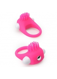 Розовое эрекционное кольцо с щеточкой LIT-UP SILICONE STIMU RING 5 - Dream Toys - в Благовещенске купить с доставкой