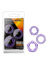 Набор из 3 фиолетовых эрекционных колец Stay Hard Beaded Cockrings - Blush Novelties - в Благовещенске купить с доставкой