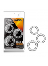 Набор из 3 прозрачных эрекционных колец Stay Hard Beaded Cockrings - Blush Novelties - в Благовещенске купить с доставкой