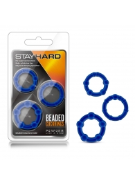 Набор из 3 синих эрекционных колец Stay Hard Beaded Cockrings - Blush Novelties - в Благовещенске купить с доставкой