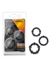 Набор из 3 чёрных эрекционных колец Stay Hard Beaded Cockrings - Blush Novelties - в Благовещенске купить с доставкой