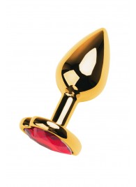 Золотистая анальная пробка с кристаллом-сердцем - 7,5 см. - ToyFa - купить с доставкой в Благовещенске