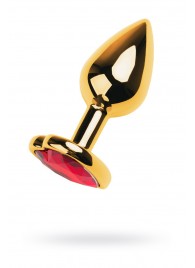 Золотистая анальная пробка с кристаллом-сердцем - 7,5 см. - ToyFa - купить с доставкой в Благовещенске