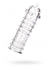 Прозрачная насадка на пенис TOYFA A-Toys с ребрами и точками - 15,3 см. - A-toys - в Благовещенске купить с доставкой