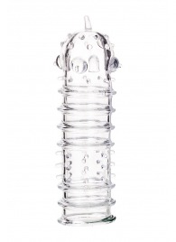 Прозрачная насадка на пенис TOYFA A-Toys с ребрами и точками - 15,3 см. - A-toys - в Благовещенске купить с доставкой