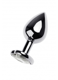 Серебристая анальная пробка с прозрачным кристаллом-сердцем - 8 см. - ToyFa - купить с доставкой в Благовещенске